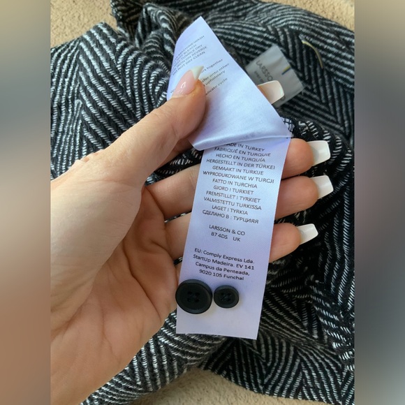 LARSSON & CO Black Herringbone Overshirt Men’s  Size Large Regular WORN ONCE - Picture 14 of 16